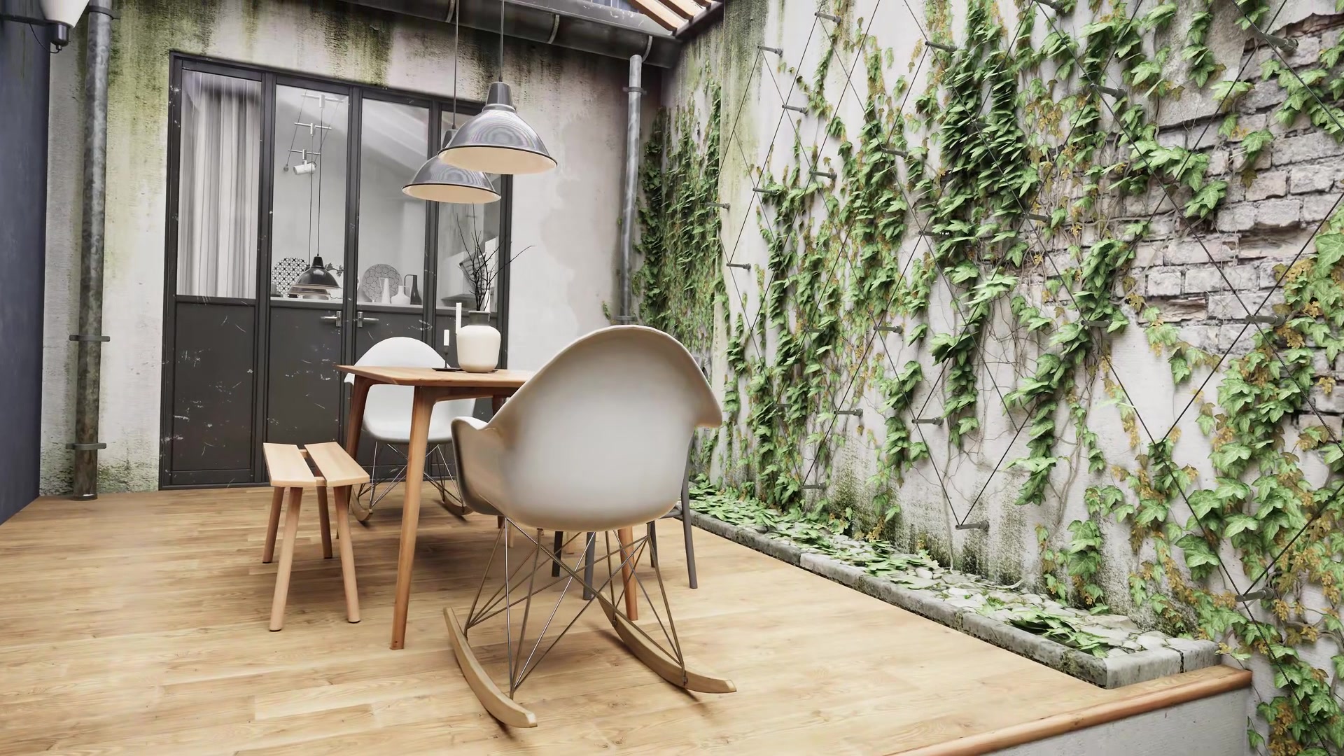 Interior de unidade residencial em render 3D